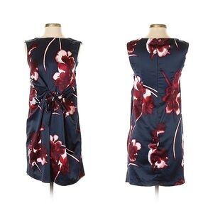 Ann TAYLOR PETITE Navy Floral Print Sheath Dress